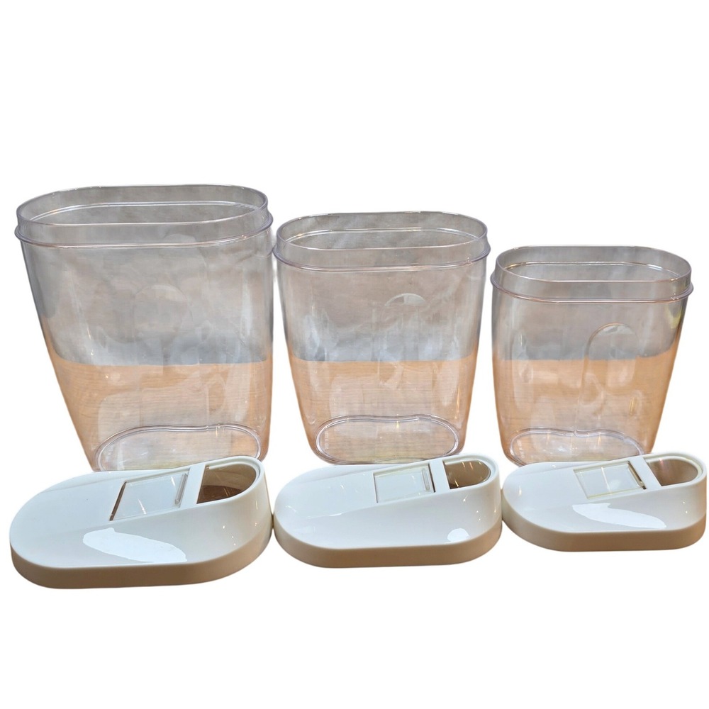 Clear plastic pour spout containers 3 sizes nuts seeds candy cereal sugar spices